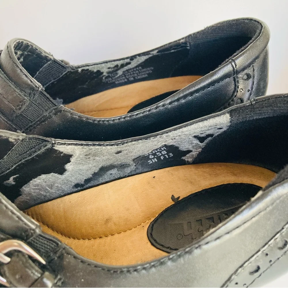 2 Pairs Earth Brand Latitude Black Leather Loafer Heels 6.5